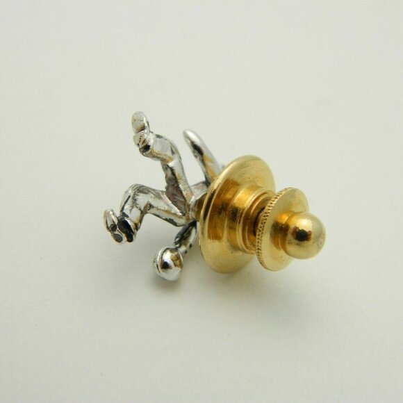 Silver Tone Bowler Bowling Vintage Tie Tack - Picture 3 of 4